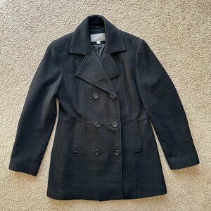 Croft & Barrow Pea Coat Womens Medium Double Breast Black Wool Cashmere Blend